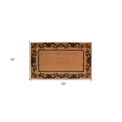 HMS 18\" X 30\" Brown and Black Coir Scrollwork Outdoor Door Mat Interior Accessories