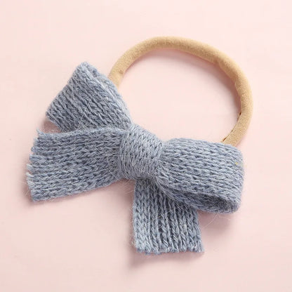 Cute Baby Hair Elastic Ties Bows with Knitted Wool Bow Rubber Band Ponytail Ties Headband for Infants Toddlers Girls Kids