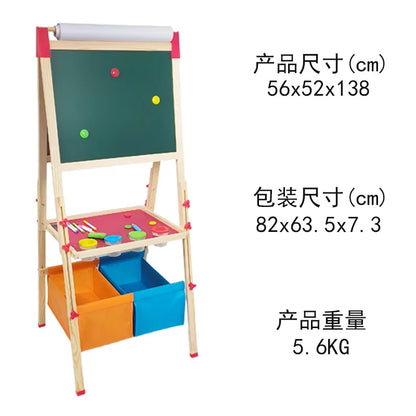 Children's Double-Sided Magnetic Drawing Board Multi-Function Number Letter Wooden Writing Board Small Blackboard for Graffiti