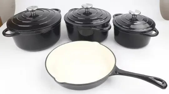 La Cocina 7 Piece Amazo  n Blue Cast Iron Enamel Cookware Set