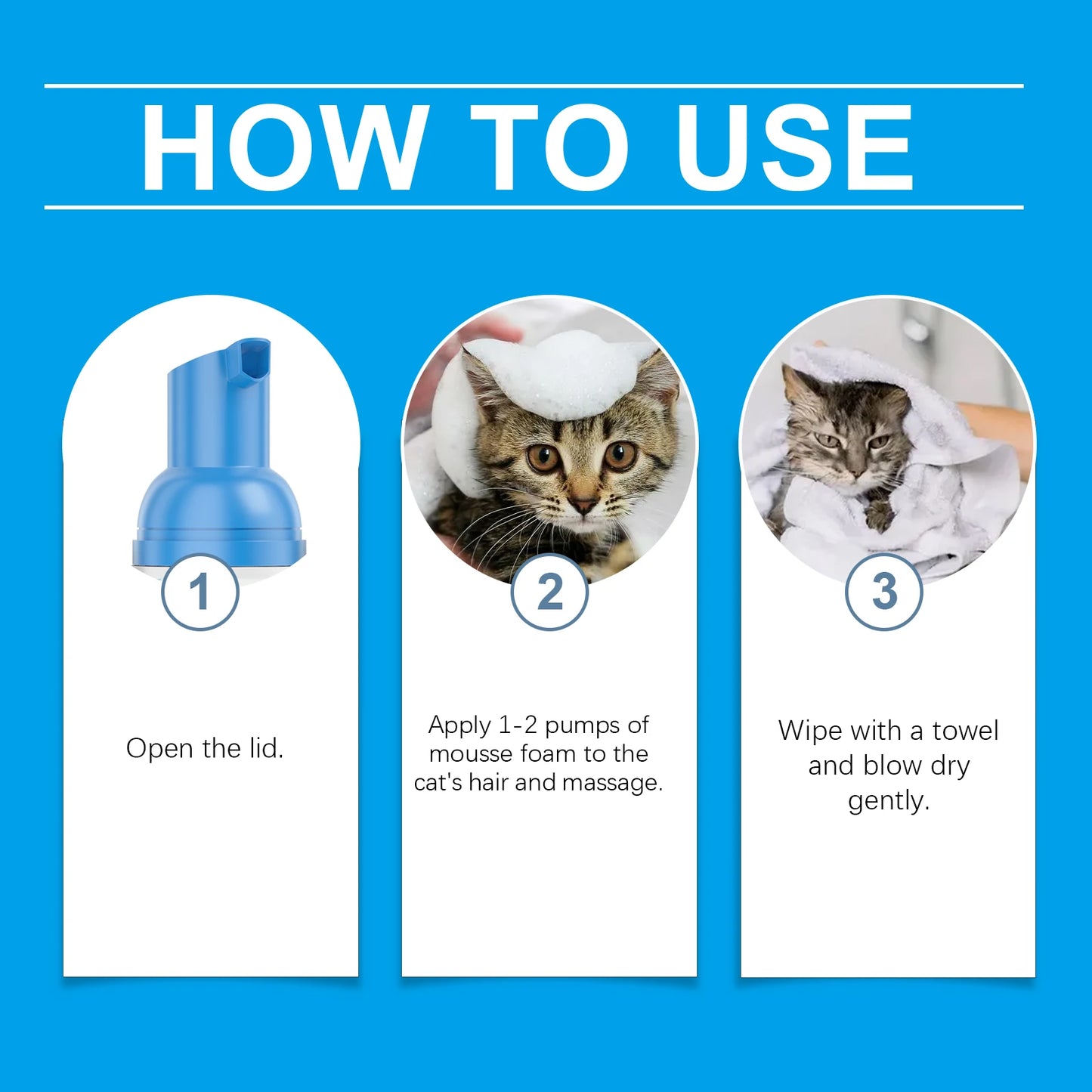 Pet Care Supplies 60ml cat Cleaning Mousse Non-irritating Gentle Cat Cleaning Foam