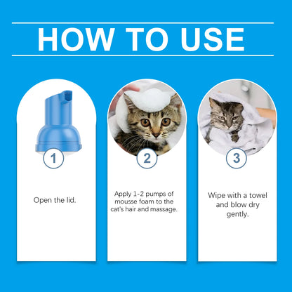 Pet Care Supplies 60ml cat Cleaning Mousse Non-irritating Gentle Cat Cleaning Foam