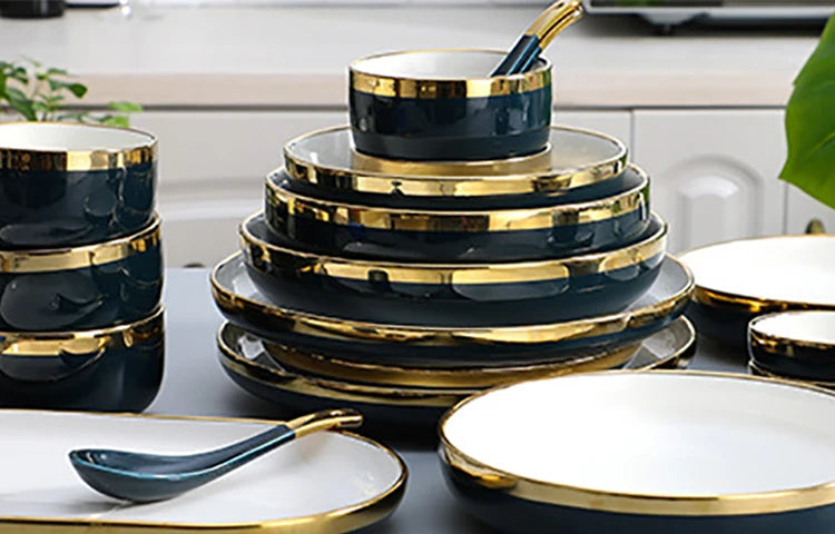 Home Premium Good Rim Ceramic Plates Sets Dinnerware Plate Dish