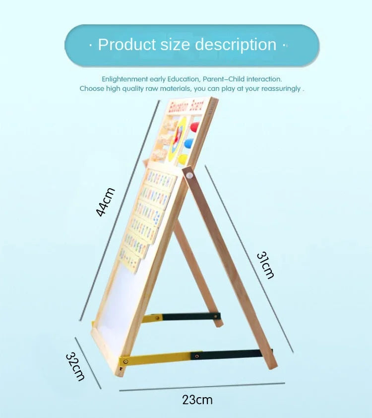 Korean Style Multifunctional Double-Sided Wooden Alphanumeric Sketchpad Early Education Puzzle Drawing Board Chalkboard for Kids