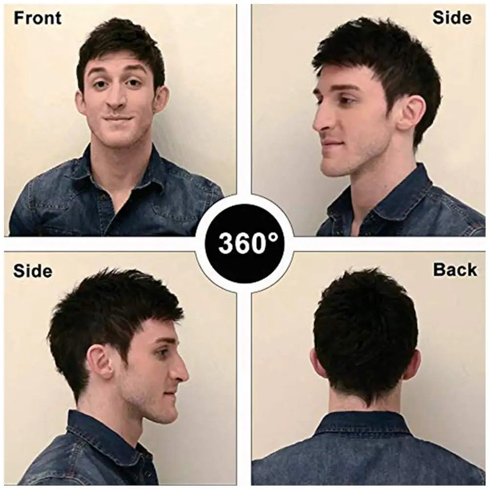 Toupee for Men, Human Hair Wigs Invisible Male Bald Patch Seamless Replacement Toupee Clip Hairpiece Wig for Daily Wear