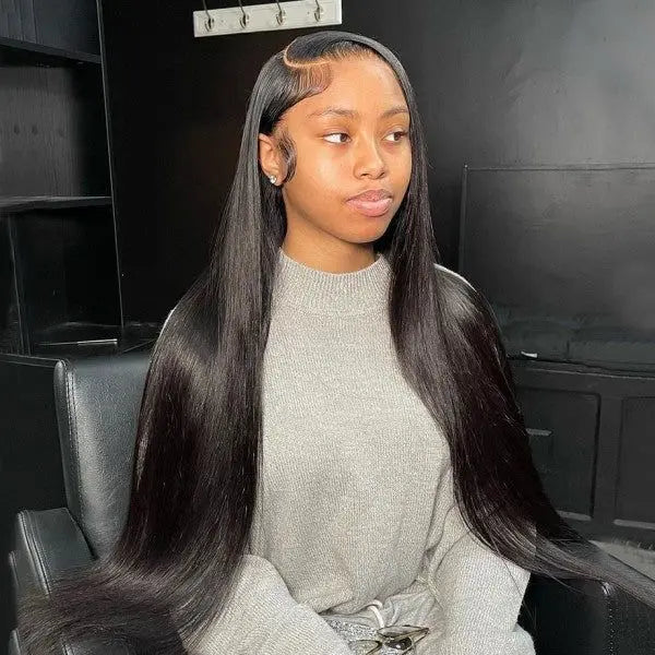 30 Inch 13x4 Pre-Plucked Brazilian Human Hair Wig Straight Transparent Lace Front Bleached Knots Long Length for Black Women