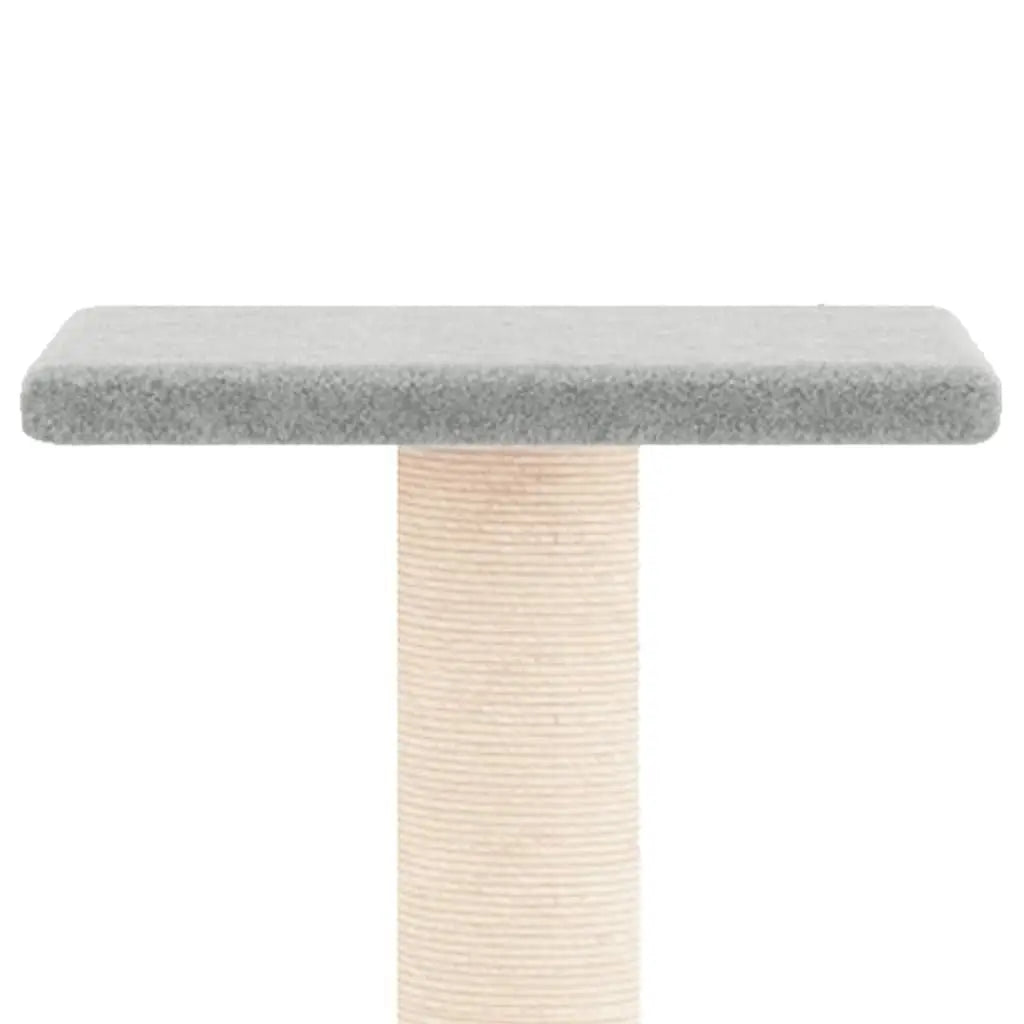 W2B VidaXL Light Grey Engineered Wood Cat Tree Tower Modern Style Medium Cat Scratching House with Plush Sisal Packed in Carton
