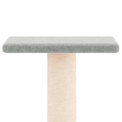 W2B VidaXL Light Grey Engineered Wood Cat Tree Tower Modern Style Medium Cat Scratching House with Plush Sisal Packed in Carton