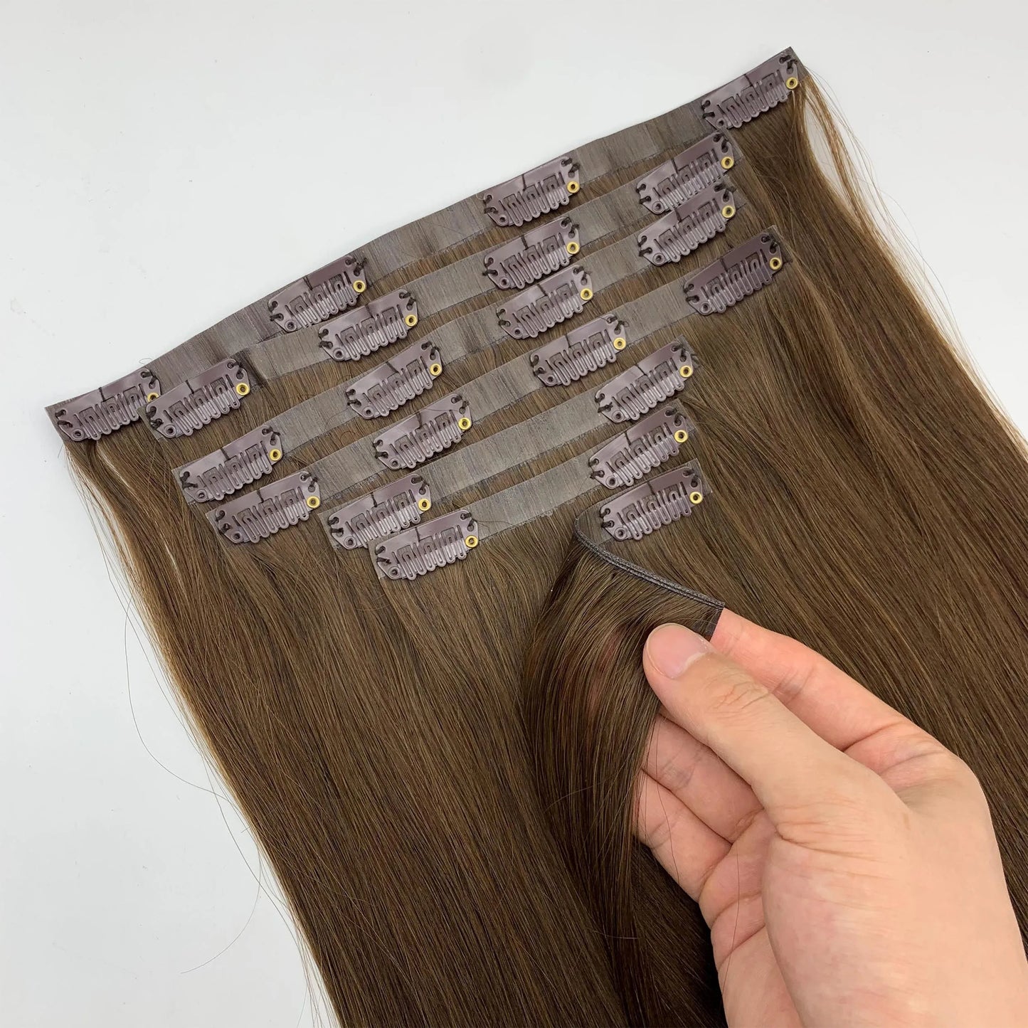 Fasimei Wholesale Double Drawn Virgin Hair Wholesale Raw Cuticle Aligned Human Hair Products PU Seamless Clip in Hair Extensions