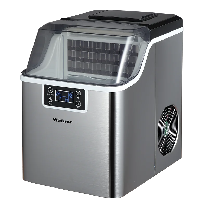 Hicon Tisch-Eiswürfelmaschine, 1 Gallone (3,8 Liter), automatische Selbstreinigung, quadratische Eiswürfel, 44 Pfund (20 kg)/24 Stunden, 24 Eiswürfel in 15 Minuten, inklusive Eisschaufel