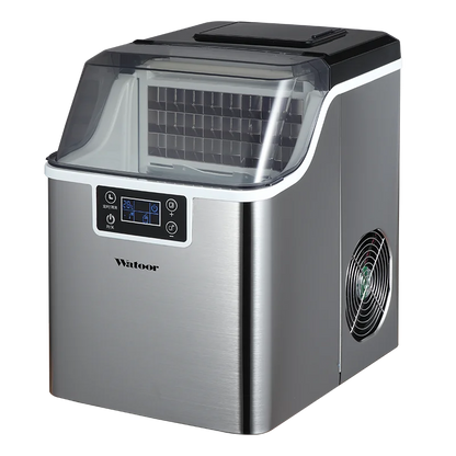 Hicon Tisch-Eiswürfelmaschine, 1 Gallone (3,8 Liter), automatische Selbstreinigung, quadratische Eiswürfel, 44 Pfund (20 kg)/24 Stunden, 24 Eiswürfel in 15 Minuten, inklusive Eisschaufel