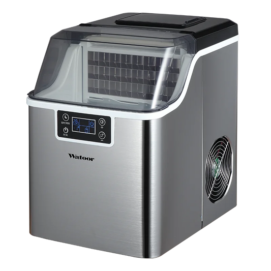 Hicon Tisch-Eiswürfelmaschine, 1 Gallone (3,8 Liter), automatische Selbstreinigung, quadratische Eiswürfel, 44 Pfund (20 kg)/24 Stunden, 24 Eiswürfel in 15 Minuten, inklusive Eisschaufel