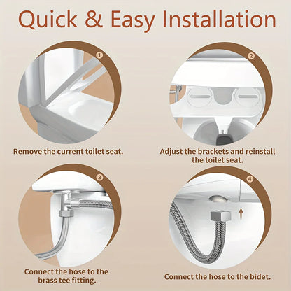 Ultra-Slim ABS Toilet Bidet Attachment Non-Electric Adjustable Water Pressure Front and Rear Wash Sprayer for Bathroom