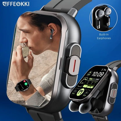 2-in-1 Smart Watch with Earbuds Wireless 2. 01 Inch Display TWS Earphones Headset Make Answer Call Sport Smartwatch for