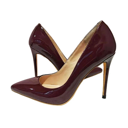 Women PU Style 10cm Classic High Heels Elegant Pointed Toe Stilettos Party Ladies Pumps