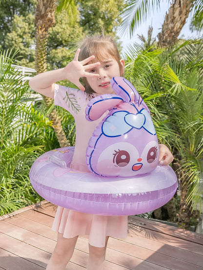 Thickened Baby Inflatable Children's Swimming Ring for Boys Girls Eco-friendly PVC Water Sport Use Purple Bear Seat with Handle