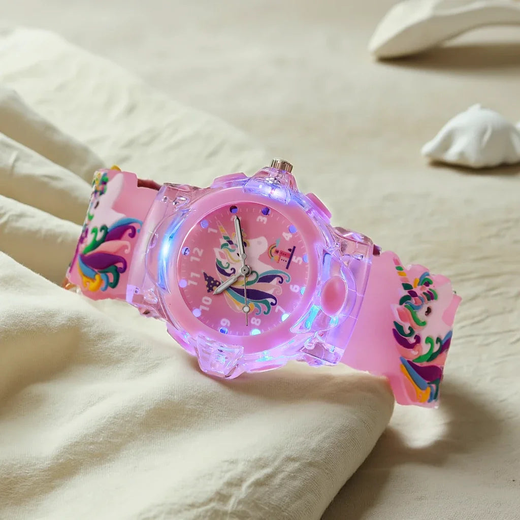 USA Stock Princess Girls Kids Watches Luminous Electronic Digital LED Light up Rubber Strap Clock Student Gift Fast Delivery