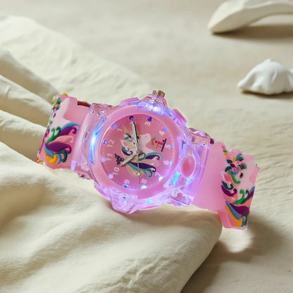 USA Stock Princess Girls Kids Watches Luminous Electronic Digital LED Light up Rubber Strap Clock Student Gift Fast Delivery