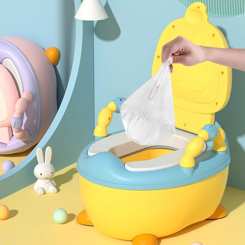Oversized Yellow Duck Folding Toilet Seat Kids Training Anti-Splash Potty Basin Portable Cartoon Patterned Baby Plastic Children