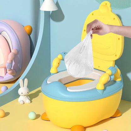 Oversized Yellow Duck Folding Toilet Seat Kids Training Anti-Splash Potty Basin Portable Cartoon Patterned Baby Plastic Children