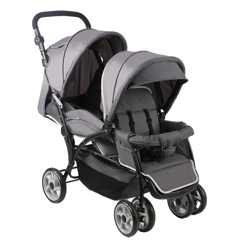 High Landscape Lightweight Linen Foldable New Style Double Seat Twins for 0-3 Years Baby Stroller 3 in 1