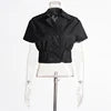 High Quality Patchwork Double Breasted Gathered Waist Short Jackets for Women 2023