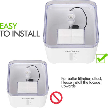 Cat Water Fountain Filter Pet Fountain Replacement Filters with Coconut Activated Carbon Suitable for 2L Water Dispenser