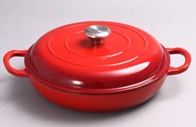 Beyond Classic Design Cast Iron Casserole Dish Enamel Coated Shallow Sea with Durable Metal Construction