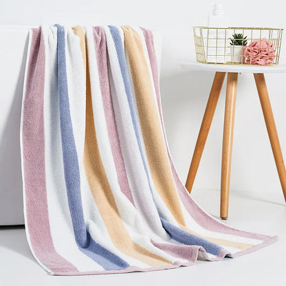 Wholesale Luxurious 32 Strands Pure Cotton Bath Towel Adult Multicolor Large Loop Soft Absorbent Water Multi Color Stripes