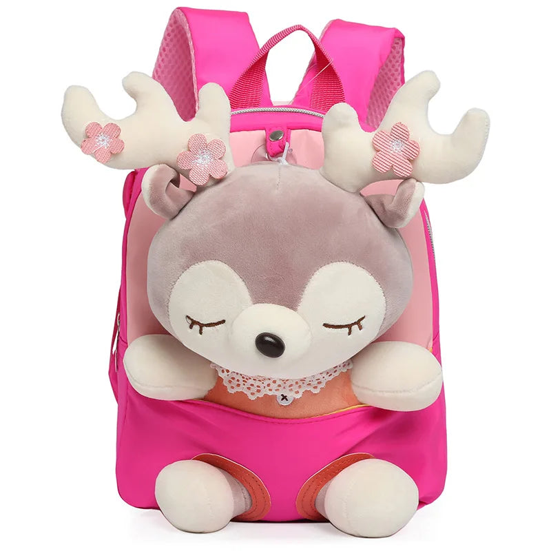 Cartoon Kids Detachable Backpack Schoolbag Plush Backpacks Deer Plush Custom Animal Elk Plush Backpack