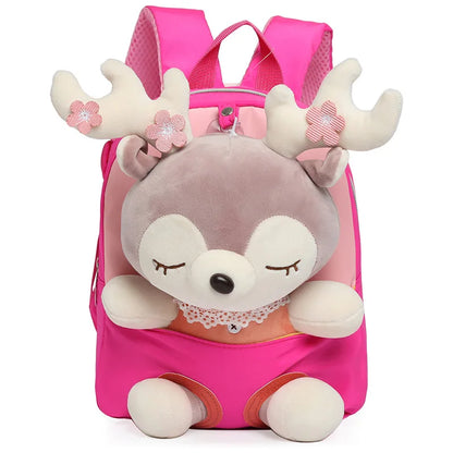 Cartoon Kids Detachable Backpack Schoolbag Plush Backpacks Deer Plush Custom Animal Elk Plush Backpack