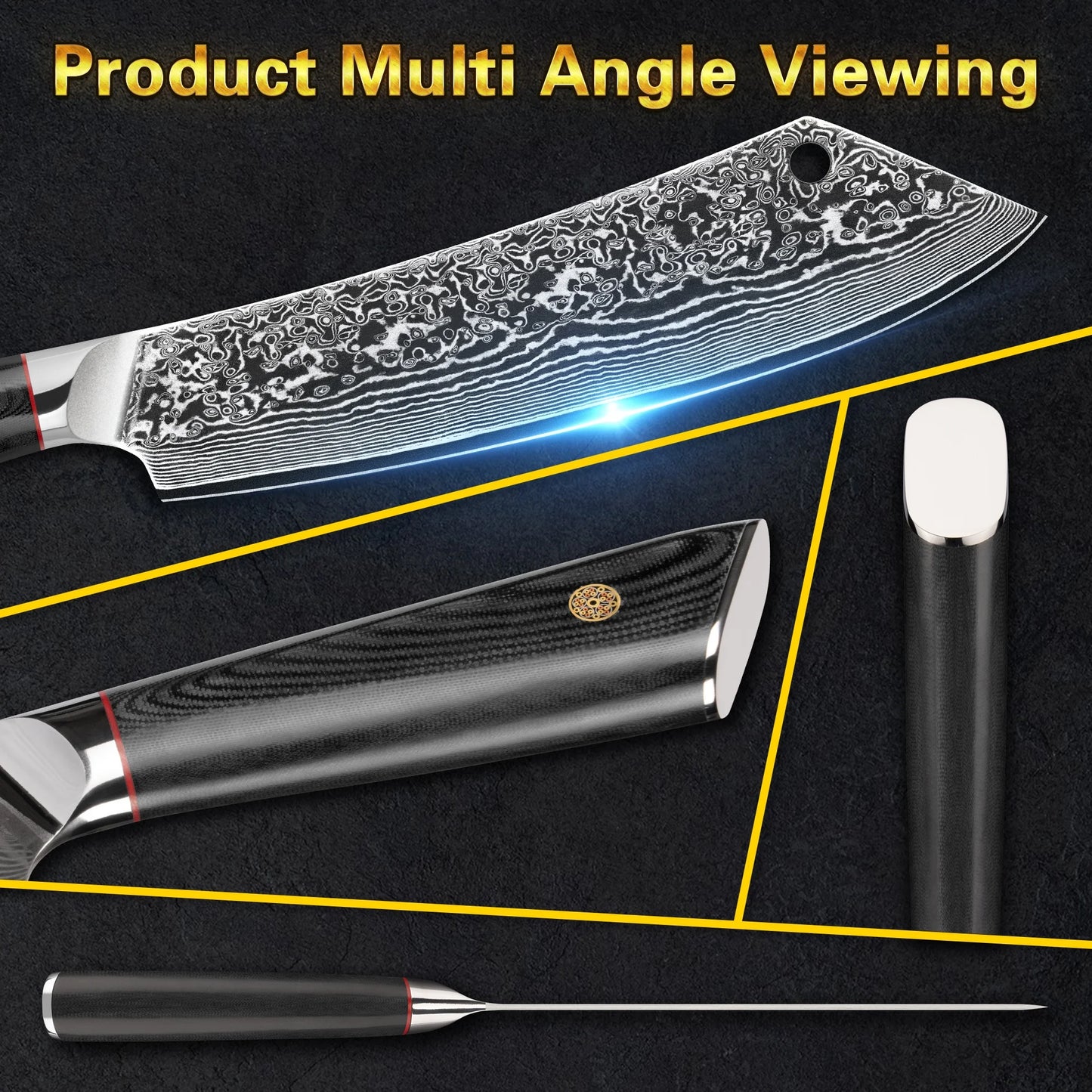 10% Off Custom Logo 67 Layers v Gold G10 Handle 9.5 Inch Damascus Camel Slaughter Knife with Magnet Gift Box