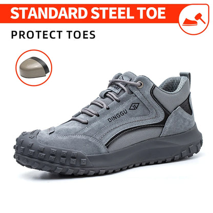Lightweight Breathable Industrial Construction Sneakers Men's Breathable Woven Knit Shock Absorption Running Shoes