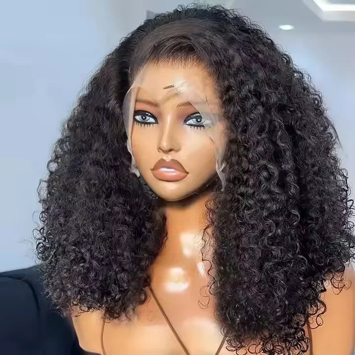 Afro Kinky Curly Raw Brazilian Virgin Human Hair Wig 4x4 Lace Frontal Closure HD Transparent Lace Front Natural Human Hair Wig
