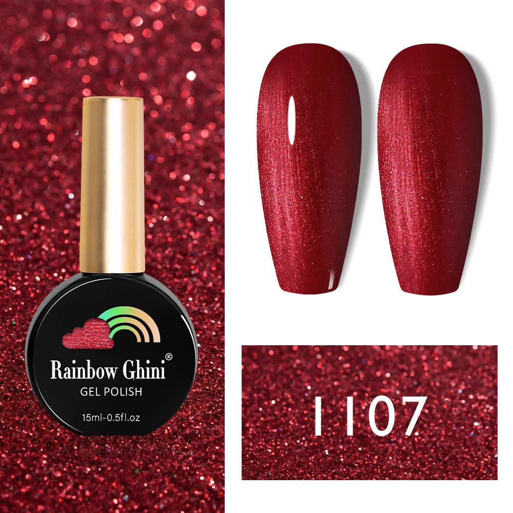 Rainbow Ghini 15ml HEMA TPO FREE Christmas Dark Red Wine Color Series Gel Nail Polish UV Nail Enamels Varnish Nail Supplies