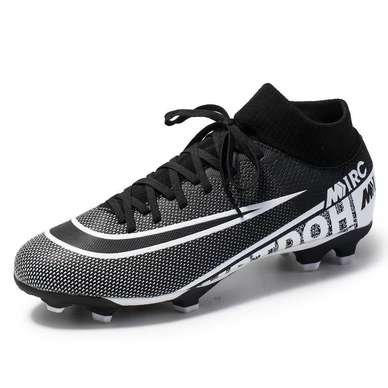 Football Shoes High Mid-Top Lace up Soccer Futsal Shoes Football Boots FG HG TF PU Leather Team Sports Boy's Men's Women's