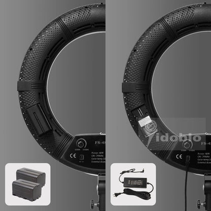 LED Ring light FS-480II Bio-color adjustable beauty salon makeup 48W 480 LED Ring Light LED Lamp + 2M stand + Bag Kit Ring lamp