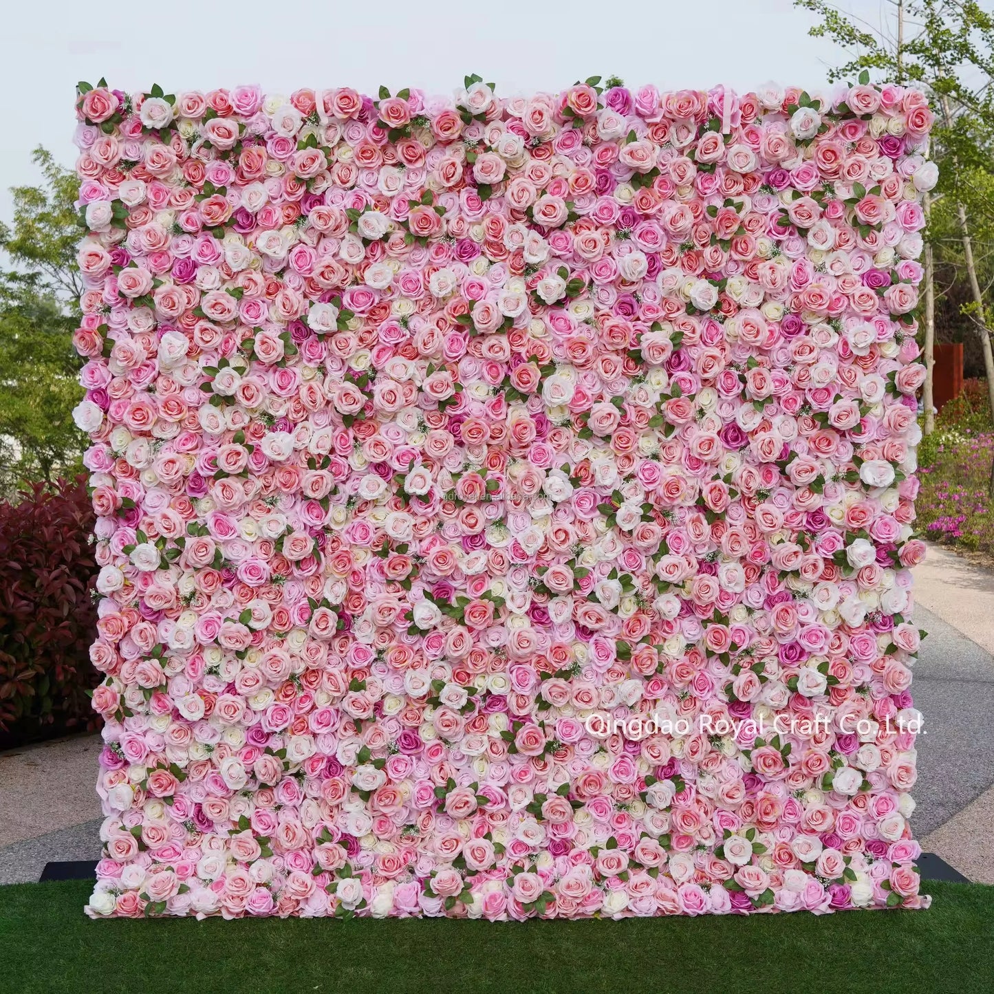 3d Roll up Wedding Event Floral Artificial Rose Flower Wall Decor for Garden Backdrop Home Party Decoration