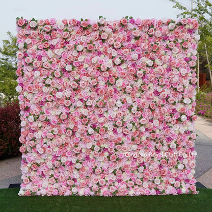 3d Roll up Wedding Event Floral Artificial Rose Flower Wall Decor for Garden Backdrop Home Party Decoration