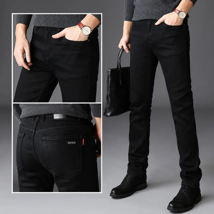 Herren-Jeans 2022 Großhandel Hochwertige Retro-Jeans in Schwarz für Herren, gewaschen, locker geschnitten, mit elastischem Bund