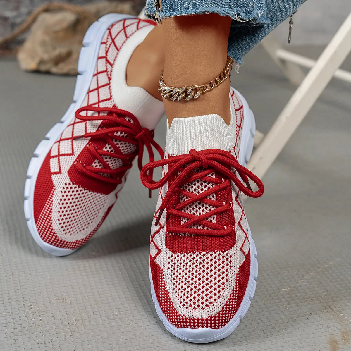 2026 NEW KJ Women's Sneakers Breathable Mesh Casual Sports Shoes New Thick Sole Travel Shoes with Cushioning Lightweight