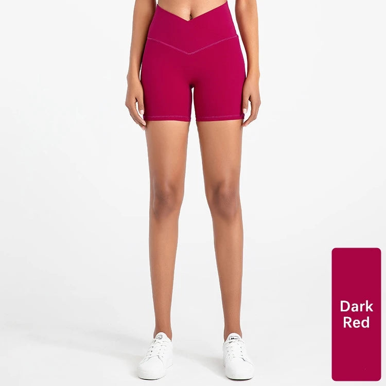 Xsunwing New Gymwear Clothing Fitness Workout Yoga Biker Shorts V Cut Waist Seamless Scrunch Butt Running Shorts Women WLQ2201