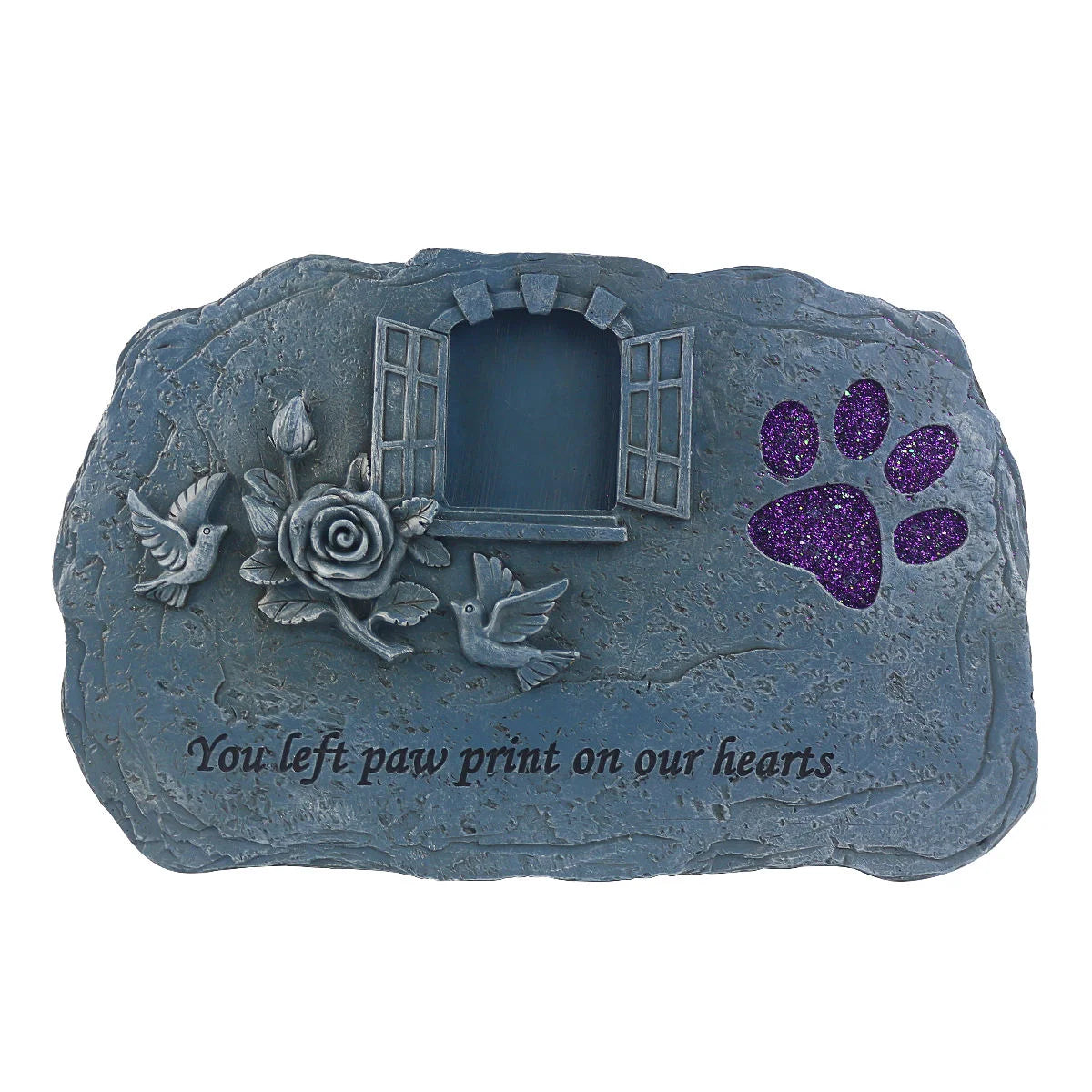 Heartfelt Pet Memorial Plaque with Animal Pattern Photo Frame Resin Keepsake for Indoor & Garden Tribute