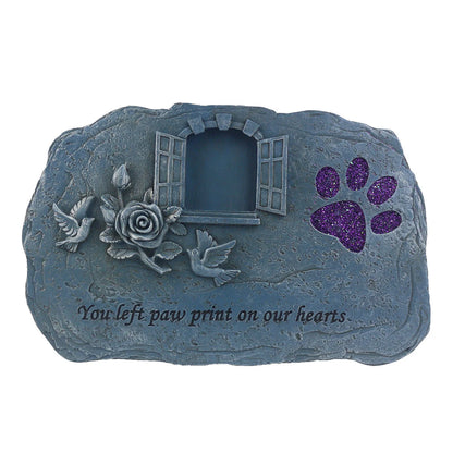 Heartfelt Pet Memorial Plaque with Animal Pattern Photo Frame Resin Keepsake for Indoor & Garden Tribute