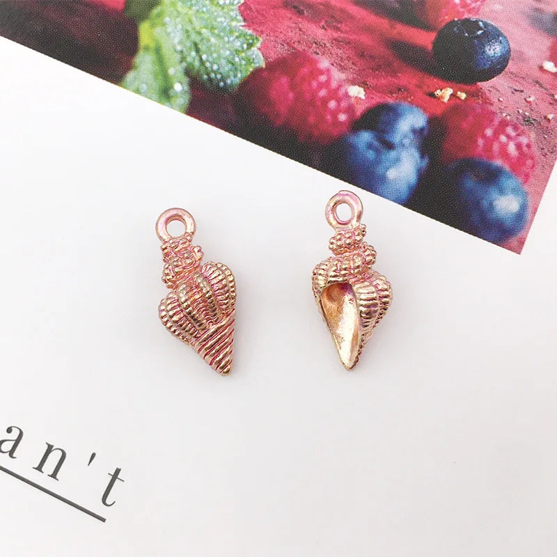 Hot Sale Natural Crafts Alloy Ocean Starfish Conch Seashell Enamel for DIY Nautical Jewelry Making Home Decoration