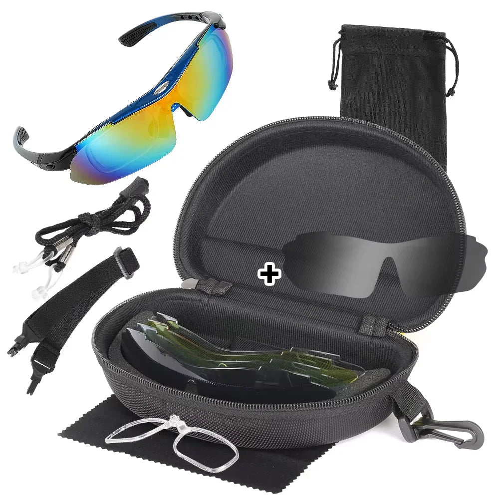 Wholesale Cycling Glasses Polarized Sports Sunglasses with 5/6 Interchangeable Lens for Bike Outdoor Windproof UV400 Protection