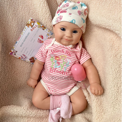 Smiling Face Soft Silicone Body Reborn Baby Girl Doll 50CM 20Inch Lifelike Toddler Doll for Gift Kids Toy
