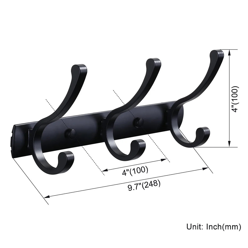 Home Storage Hooks Wall Hooks & Coat Racks Wall Mounted,Mental Black Coat Hanger Wall Mount Towel Hooks for Bathrooms