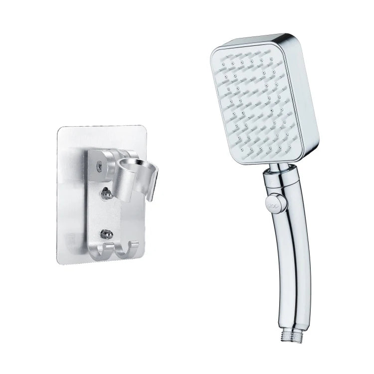 Detachable Hand Shower Set with Shower Hose and Holder Chrome Finish Square Shower Head