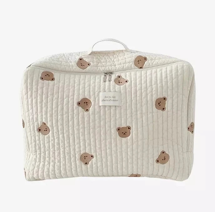 Quilted Cotton Maternity Bag for Mommy Large Baby Diaper & Toiletry Labour Luggage for New Moms